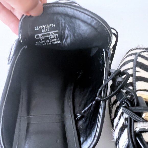 NEW ZARA Calf Hair Leather Zebra Print Mules Open Back Loafer - Picture 15 of 16